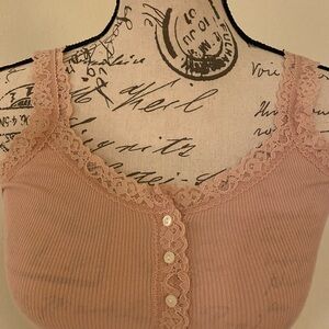 Soft Pink Abercrombie & Fitch Lace Tank Top